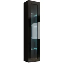 Mirjan24 Hängevitrine in Schwarz Hochglanz, 40x180x30 cm - Elegante Hängevitrine für Wohnzimmer, gefertigt aus hochwertigem Holzwerkstoff. Mit Push-to-Open-Funktion und integrierter LED-Beleuchtung für eine stilvolle Präsentation Ihrer Lieblingsstücke.