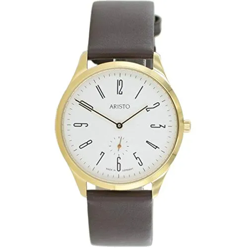 Aristo Bauhaus 1069 Herren Uhr Edelstahl 1H37 Leder
