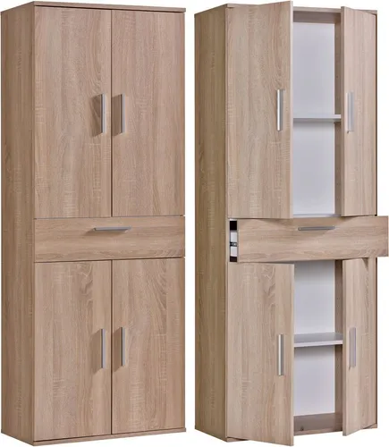 Procontour Mehrzweckschrank Clara - 167cm, variabel verstellbare Einlegeböden - Kleiderschrank mit 4 Türen und 1 Schublade, ideal für die flexible Aufbewahrung von Kleidung und Schuhen. Hergestellt in Deutschland, einfach selbst zu montieren.