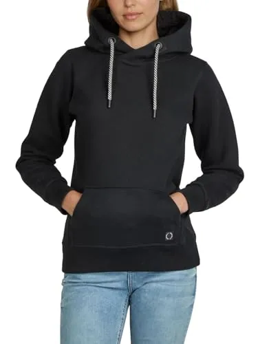 DENIMFY Hoodie Damen Regular Fit DFEmma - Stylischer Kapuzenpullover in Schwarz XL - Lässiger Kapuzenpullover für Damen mit praktischem Cross-Over Kragen und Kängurutasche. Ideal für jeden Anlass – modern, bequem und aus hochwertigem Baumwoll-Mischgewebe gefertigt.