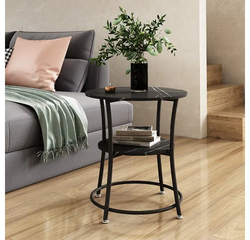 Vicco Couchtisch Quebec, Marmor/Schwarz, 50 x 50 cm von Vicco