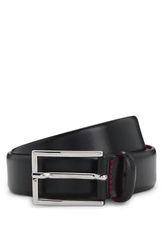 HUGO Herren Gavrilo-bl' Gürtel, Schwarz001, 95 EU - Herren-Gürtel mit glänzenden silberfarbenen Details, ideal für Business und Casual Anlässe. Hochwertige Logo-Prägung für einen eleganten Look.
