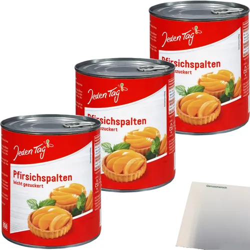 Jeden Tag Pfirsichspalten leicht gezuckert 3er Pack 3x850ml Dose usy Block