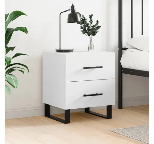 furnicato Nachttisch Modern Weiß 40 x 35 x 47,5 cm - Stylischer Nachttisch aus hochwertigem Holzwerkstoff mit praktischen Schubladen für optimalen Stauraum. Ideal für eine moderne Einrichtung und bietet eine ansprechende Ablagefläche für Ihre Lieblingsdeko.