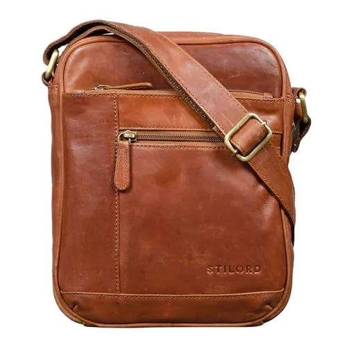 STILORD 'Diego' Vintage Herrentasche - Herren-Schultertasche aus echtem Rindsleder im Vintage-Stil | Ideal für 9.7 Zoll iPads und DIN A5 Dokumente mit viel Stauraum und verstellbarem Schultergurt für optimalen Tragekomfort.