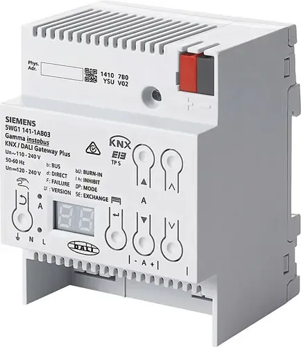 Siemens KNX/Dali Gateway Plus N 141/03 5WG1141-1AB03 - SPS-Ein-/Ausgangsmodule, leistungsstarke Schnittstelle für Beleuchtungssysteme, ideal für intelligente Gebäudeautomation mit KNX-Kommunikation.