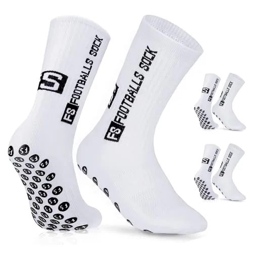 AVABEST Fussball Socken Herren 2 Paar Grip Socken Fussball für Männer 31-34 Fußballsocken Rutschfeste Sportsocken für Basketball Laufen Radfahren Tennis, Weiß