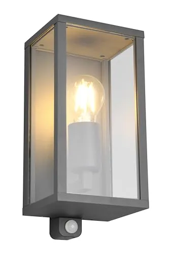 Trio Leuchten Außen Wandleuchte Garonne 201869142 - Moderne 1-flammige Außen Wandleuchte aus robustem Aluminium Druckguss mit Bewegungssensor, ideal für Sicherheit im Außenbereich und einfache Montage.