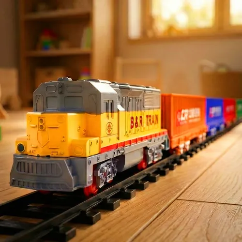 Elektrische Eisenbahn mit Gleisen, Lokomotive, Zug, Lok mit Sound und Licht, LED