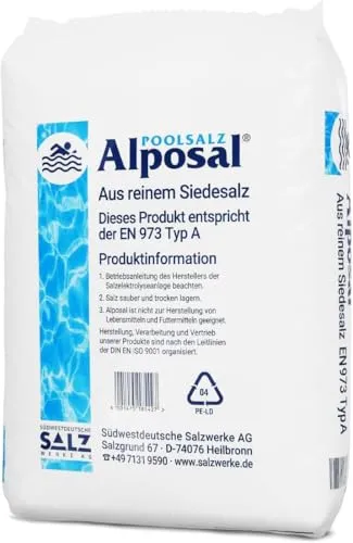Alposal Poolsalz 25kg Schwimmbadsalz Salzelektrolyse Salzwasser Siedesalz Sole