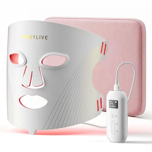 MICEYLIVE LED Maske Gesicht mit 3 Modi LED Gesichtsmaske Matte White | 432 LED-Chips Gesichtsmaske, Timer, Wiederaufladbar, Reisetasche, Geschenk Frauen, Mütter und Ehefrauen