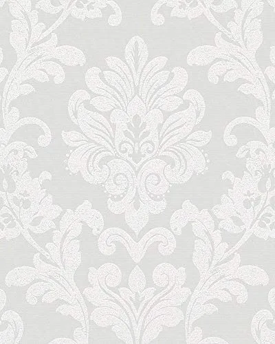 marburg Tapete Barock Weiß Floral und glänzend Vliestapete für Wohnzimmer Schlafzimmer Küche 10,05 x 0,53m