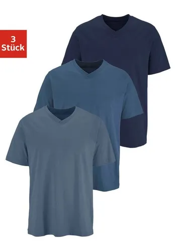 H.I.S T-Shirt 3er Pack mit V-Ausschnitt - T-Shirts in modischen Farben, aus 100% Baumwolle, unterstützt die Initiative Cotton made in Africa, ideal für angenehmen Tragekomfort.