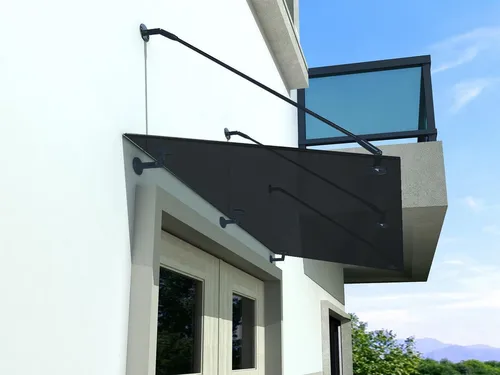 BuyLando.Shop Vordach Glaswerk Westfalen 250x90cm Grauglas - Elegantes Glasvordach für optimalen Schutz, gefertigt aus robustem Verbundsicherheitsglas. Ideal für Eingangsbereiche, langlebig und witterungsbeständig. Einfache Montage mit modernem Design.