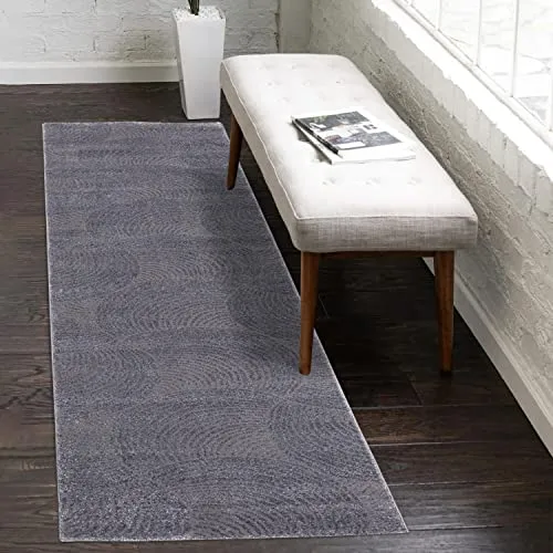 carpet city Teppich Flur 80x300 cm - Anthrazit, Grau - Kurzflor, 3D-Effekt, Glanzgarn - Geo-Muster, Kreise - Moderner Teppich-Läufer Schlafzimmer, Wohnzimmer, Esszimmer