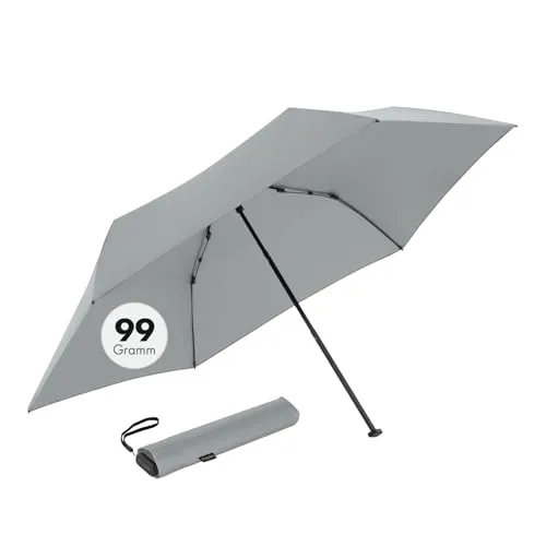 Doppler Taschenschirm Zero,99 Flat – Ultra leichter Regenschirm in Cool Grey