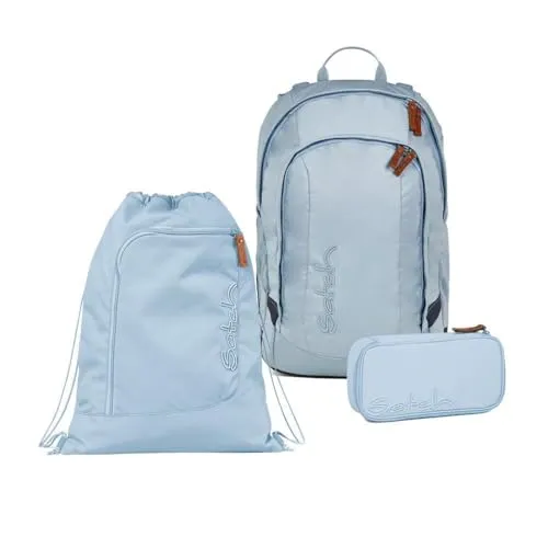 Satch Schulrucksack Air 3tlg. Set mit Schlamperbox und Sportbeutel - Schulrucksäcke Set mit ultraleichtem Rucksack, ergonomischem 3D Soft-Mesh Rückensystem und wasserabweisendem Material. Ideal für Schule, Hobby und Freizeit.