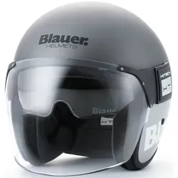 Blauer Motorradhelm Pod 06 Jethelm mit Sonnenvisier - Motorradhelm mit abnehmbarem, waschbarem Innenfutter und integriertem 80% getönten Sonnenvisier für optimalen Komfort und Schutz.