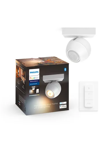 Philips Hue Buckram Einbaustrahler - Weiß - Philips Hue Einbaustrahler mit GU10 Strahler, drehbarem Kopf und intelligenten Steuerungsmöglichkeiten für flexibles Lichtdesign in Ihrem Zuhause.
