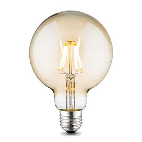 Home Sweet Home Edison Vintage E27 | LED-Filament-Leuchtmittel Globe | G95 Deco LED-Lampe | Ambra | Dimmbar | 4W 400lm 2700K | warmweißes Licht | für E27-Fassungen
