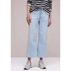 Street One Wide Leg Jeans Bleached Random Wash 31 in blau von Street One