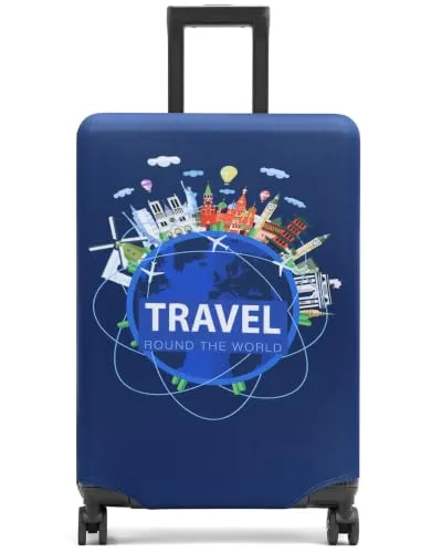 Kofferhülle Elastisch Kofferhülle Bambus Kohlefaser 18-32 Zoll Kofferschutzhülle Gepäck Cover Reisekoffer Hülle Kofferschutz Luggage Cover Gepäckabdeckung (Travel, XL)