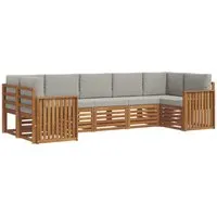 vidaXL Sofagarnituren 7-teilig aus Akazienholz in Natur und Hellgrau - Stylisches 7-teiliges Outdoor-Sofa-Set aus robustem Akazienholz, perfekt für Garten und Terrasse. Modular und anpassbar für jeden Anlass, bietet es hohen Komfort und pflegeleichte Eleganz.
