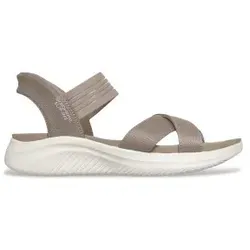 Skechers Damen-Sandalette SLIP-INS ULTRA FLEX 3.0 - NEV Taupe-Beige - Bequeme Damen-Sandalen mit Stretchstoff-Obermaterial und gepolstertem Yoga Foam®-Fußbett. Ideal für den täglichen Einsatz, mit flexiblem Design und veganen Materialien.