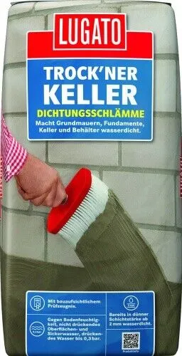 LUGATO Trock'ner Keller Dichtungsschlämme 25 kg - Sanitärinstallation – hochwertige Dichtungsschlämme für trockene Keller, ideal zum Abdichten und Schutz vor Feuchtigkeit.