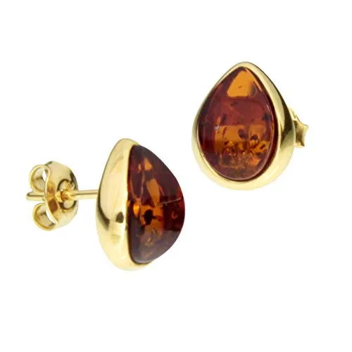 OSTSEE-SCHMUCK Paar Ohrstecker Enela - Vergoldete Bernstein-Accessoires - Ohrstecker aus 925er Silber, vergoldet, mit edlem Bernstein in braun-cognac. Perfekt für stilvolle Akzente in jedem Outfit.