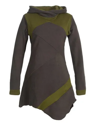 Vishes Minikleid Asymmetrisches Patchwork Kleid - Recycling-Fleece Hippie, Goa, Ethno, Elfen Style