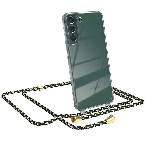 EAZY CASE Handykette kompatibel mit Samsung Galaxy S22 Plus 5G Handyhülle mit Umhängeband, Handykordel mit Schutzhülle, Silikonhülle, Hülle, Stylische Kette für Smartphone, Grün Camouflage