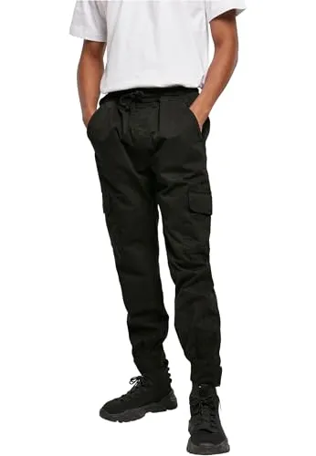 Urban Classics Herren Military Jogg Pants - Stylische Cargo-Hose in Black, Größe L - Herren-Trainingshosen mit lässiger Militär-Optik, elastischem Bund und praktischen Cargo-Taschen - ideal für trendige Streetwear-Outfits.