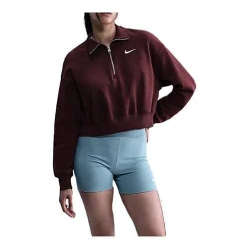 NIKE Damen Sweatshirt W NSW PHNX FLC QZ CROP - Shirts & Tops mit weichem Phoenix Fleece, Viertelreißverschluss und bequemer Passform – perfekt für modische Looks mit High-Waist-Hosen.