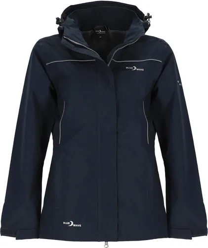 Blue Wave Damen Regenjacke Klea Verstaubar – Wetterfeste Outdoor-Jacke in Marine, Größe 46 - Die Blue Wave Damen Regenjacke Klea ist ideal für Outdoor-Aktivitäten. Wasserdicht, winddicht und atmungsaktiv, bietet sie optimalen Schutz. Praktisch verstaubar und mit reflektierenden Details ausgestattet, ist sie der perfekte Begleiter bei jedem Wetter.