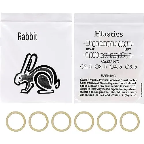 ZLLOO Orthodontic Elastics Bands, 500 Stück Dental kieferorthopädischer Latex Elastiken zur Befestigung von Zahnspaltzubehör (Kaninchen 3/16'')