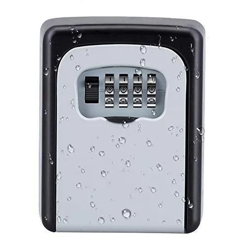 ZHEGE Schlüsseltresor mit Zahlencode Aussen, Schlüsselbox mit 4-Stellige Zahlen, Klein Schlüsselkasten mit Code, Schlüsselsafe Wetterfeste für Hausschlüssel(Grau)