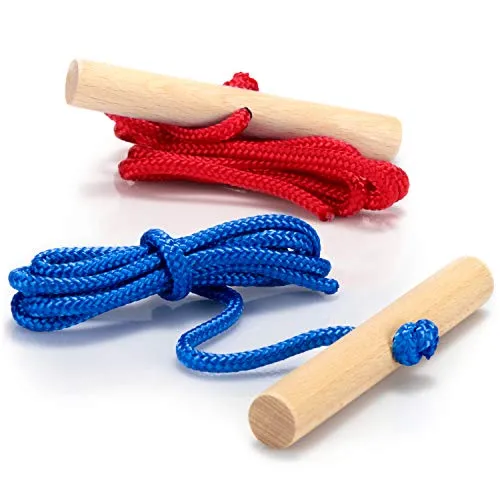 com-four® 2X Premium Schlittenleine mit Holzgriff, extra langes Rodelzubehör Zugseil für Schlitten, Made in Germany!