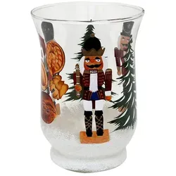 SIGRO Teelichthalter Teelichthalter Ø 11 cm Glas mit Weihnachtsmotiv (Stück, 1 St., 1 Teelichthalter), Windlicht Geschenkidee weiß