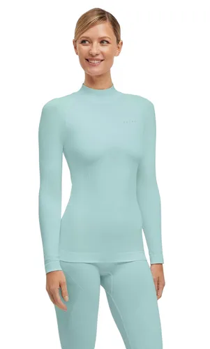 FALKE Damen Baselayer-Shirt Warm Turtleneck W L/s, Grün Jade 7439 - Funktionsshirt aus recyceltem Material, schnelltrocknend und atmungsaktiv für optimalen Tragekomfort beim Sport in milden bis kalten Temperaturen.