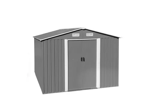 Geräteschuppen Gerätehaus 392x257 cm - Metall & Rostschutz - Akkuschrauber für Gartenhaus mit geräumiger Fläche, ideal zum Schutz von Werkzeugen und Möbeln vor Witterung und Diebstahl. Hergestellt aus verzinktem Stahlblech für maximale Langlebigkeit.