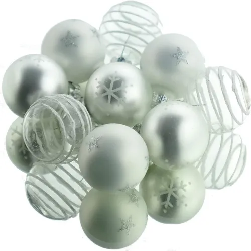 Christbaum-Micro-Kugeln Weiß & Transparent Ø 3 cm aus Glas - 9er Set