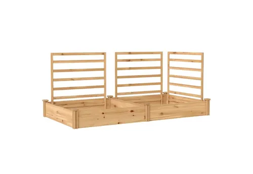 MC Star Hochbeet Hochbeet mit Rankgitter Holz Blumenkasten (mit 3 Spalier Trennwand Offenem Boden 240 x 125 x 102 cm Naturholz)
