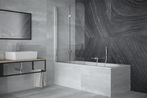 Badewannenabtrennung Faltwand 2-teilig 100x145 cm aus 5 mm Glas - Moderne Duschabtrennung aus gehärtetem Glas, ideal für jedes Badezimmer. Mit einer Höhe von 145 cm und einer Breite von 93 cm sorgt sie für optimalen Spritzschutz und ist einfach zu montieren.