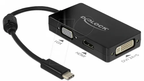 DeLOCK 63925 USB C HDMI, DVI, VGA Adapter - Vielseitiger Anschluss für USB C-Geräte, unterstützt Ultra HD (4K) und sorgt für einen aufgeräumten Arbeitsplatz