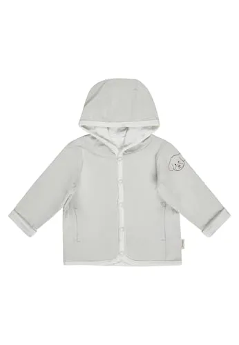 Sterntaler Babyjacke zum Wenden mit Pfotenprint – Jungen Baby und Kinder – mit Kapuze, Taschen und Hund Lucky Stickerei – aus Baumwolljersey – silber, Größe 68