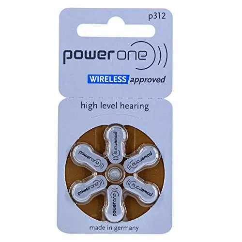 Power one Hörgerätebatterien Typ 312 braun, Batterien 60 Stück Vorratspack, wireless approved, Größe p312 für Hörgeräte und Hörhilfen, high hearing level, quecksilberfrei, Made in Germany