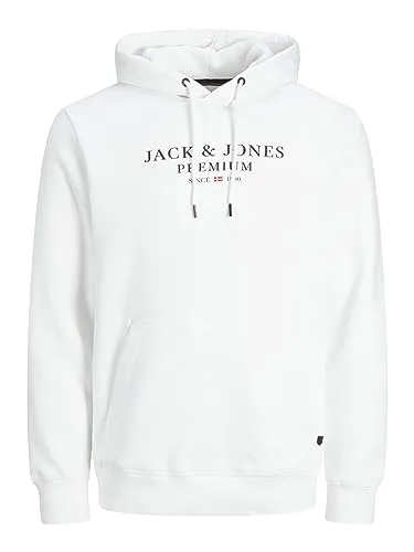 JACK & JONES Herren Hoodie JPRBLUARCHIE - Regular Fit in Weiß - Kapuzenpullover für Herren mit Kängurutasche und stylischem 3D-Print, ideal für lässige Looks und gemütliche Tage.