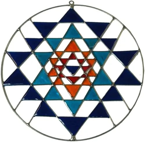 GURU SHOP Sonnenfänger, Suncatcher - Yantra Blau, 18x18 cm
