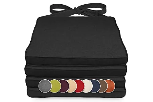 sunnypillow 4er Set Stuhlkissen 40 x 45 x 5cm - Polster für Stühle & Sessel, wasserabweisend und pflegeleicht, perfekt für drinnen und draußen mit praktischen Befestigungsbändern für optimalen Halt.